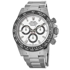 Cópia Rolex Cosmograph Daytona Oystersteel mostrador branco moldura de cerâmica relógio masculino M116500LN-0001