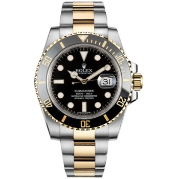 Réplica Rolex Submariner Data 40mm Mostrador Preto Aço e amp; Relógio masculino dourado M116613LN-0001