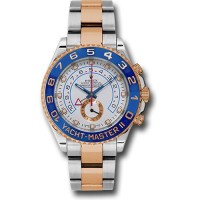 Relógio masculino Rolex Yacht-Master falso com mostrador branco em aço inoxidável e ouro Everose 18k M116681-0001