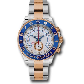 Relógio masculino Rolex Yacht-Master falso com mostrador branco em aço inoxidável e ouro Everose 18k M116681-0001