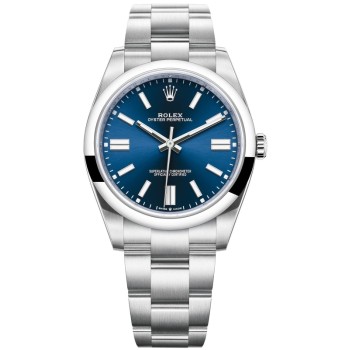 Relógio masculino Rolex Oyster Perpetual 41 com mostrador azul em aço falso M124300-0003