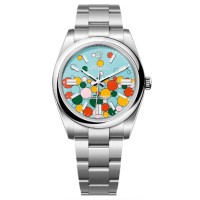 Réplica Rolex Oyster Perpetual 41 Azul Turquesa Celebration-Motif Dial Oyster Relógio Masculino M124300-0008