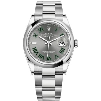 Relógio feminino Rolex Datejust 36 com mostrador em ardósia de aço inoxidável falso M126200-0018