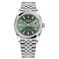 Relógio feminino Rolex Datejust 36 falso em aço inoxidável com mostrador verde menta M126200-0023