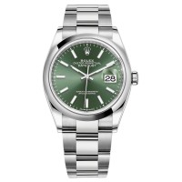 Réplica Rolex Datejust 36 em aço inoxidável com mostrador verde menta relógio feminino M126200-0024