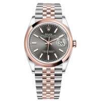 Réplica Rolex Datejust 36 em aço e amp; Relógio feminino Everose com mostrador em ardósia dourada M126201-0013