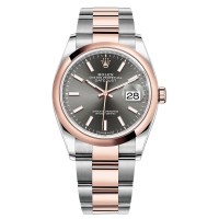 Cópia Rolex Datejust 36 Aço e amp; Relógio feminino Everose com mostrador em ardósia dourada M126201-0014