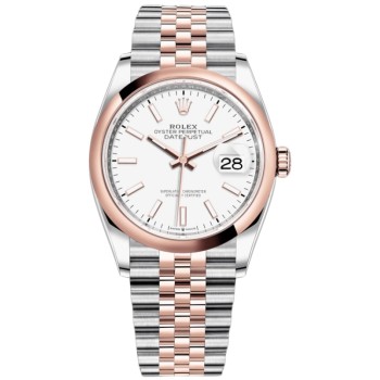 Cópia Rolex Datejust 36 Aço e amp; Relógio feminino Everose com mostrador branco dourado M126201-0017