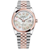 Réplica Rolex Datejust 36 em aço e amp; Relógio feminino Everose ouro madrepérola com mostrador diamante M126201-0021