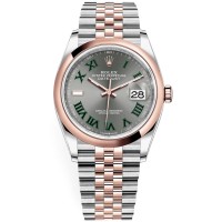 Rolex Datejust 36 falso em aço e amp; Relógio feminino Everose Gold Slate Roman Wimbledon com mostrador M126201-0029