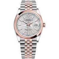 Réplica Rolex Datejust 36 em aço e amp; Relógio feminino Everose Gold Silver Palm-Motif com mostrador M126201-0031