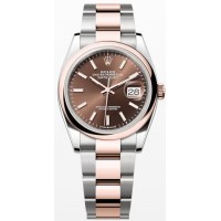 Réplica Rolex Datejust 36 em aço e amp; Relógio feminino Everose com mostrador dourado e chocolate M126201-0044