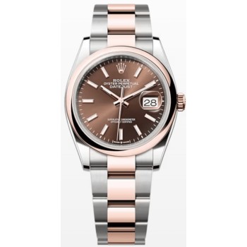 Réplica Rolex Datejust 36 em aço e amp; Relógio feminino Everose com mostrador dourado e chocolate M126201-0044