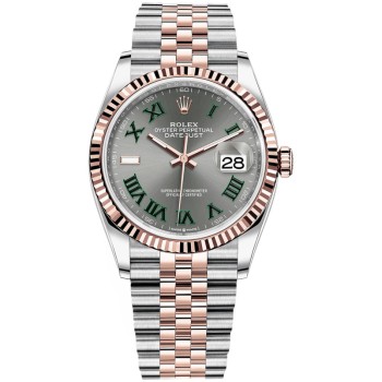 Réplica Rolex Datejust 36 em aço e amp; Relógio feminino Everose Gold Slate Roman Dial M126231-0029