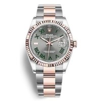 Cópia Rolex Datejust 36 Aço e amp; Relógio feminino Everose Gold Slate Roman Dial M126231-0030