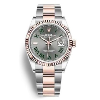 Cópia Rolex Datejust 36 Aço e amp; Relógio feminino Everose Gold Slate Roman Dial M126231-0030