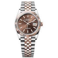 Cópia Rolex Datejust 36 Aço e amp; Relógio feminino Everose com mostrador dourado e chocolate M126231-0043