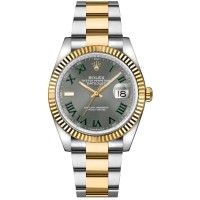 Réplica Rolex Datejust 36 em aço e amp; Relógio feminino com mostrador romano em ardósia em ouro amarelo M126233-0036