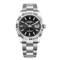 Réplica Rolex Datejust 36 em aço e amp; Relógio feminino em ouro branco com mostrador preto M126234-0016