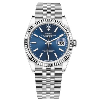 Réplica Rolex Datejust 36 em aço e amp; Relógio feminino com mostrador azul em ouro branco M126234-0017