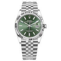 Cópia Rolex Datejust 36 Aço e amp; Relógio feminino com mostrador verde menta em ouro branco M126234-0051