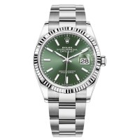 Rolex Datejust 36 falso em aço e amp; Relógio feminino com mostrador verde menta em ouro branco M126234-0052