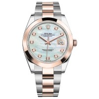 Cópia Rolex Datejust 41 em aço e ouro Everose madrepérola com mostrador de diamante relógio masculino M126301-0013