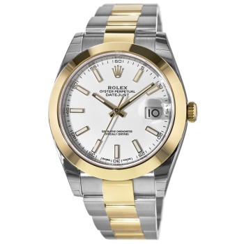 Rolex Datejust 41 falso e ouro Relógio masculino com mostrador branco em aço M126303-0015