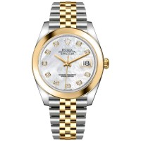 Cópia Rolex Datejust 41 Aço e amp; Relógio unissex com mostrador em madrepérola em ouro amarelo M126303-0018