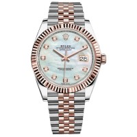 Relógio masculino Rolex Datejust 41 falso em aço e ouro Everose em madrepérola e diamante Jubileu M126331-0014