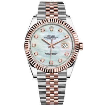 Relógio masculino Rolex Datejust 41 falso em aço e ouro Everose em madrepérola e diamante Jubileu M126331-0014