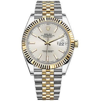 Copiar relógio masculino Rolex Datejust 41 com mostrador prateado Jubileu M126333-0002