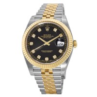 Cópia Rolex Datejust 41 Black Diamond Dial Jubilee Relógio masculino M126333-0006