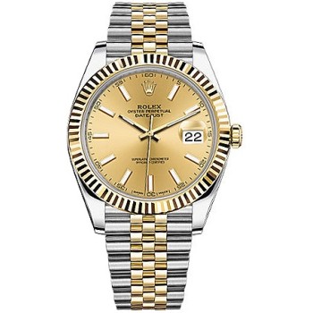 Relógio masculino Rolex Datejust 41 com mostrador champanhe falso M126333-0010