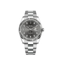 Copiar relógio masculino Rolex Datejust 41 Dark Rhodium Diamond Dial M126334-0005