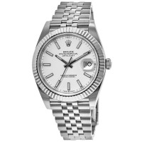 Rolex Datejust 41 falso em aço e amp; Relógio masculino com pulseira jubileu em ouro branco com mostrador branco M126334-0010