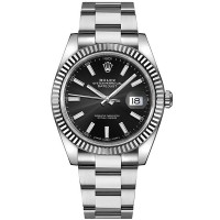 Cópia Rolex Datejust 41 relógio masculino com mostrador preto em aço inoxidável M126334-0017