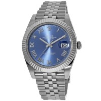 Cópia Rolex Datejust 41 Aço e amp; Relógio masculino ouro branco azul romano com moldura canelada Jubilee Band M126334-0026