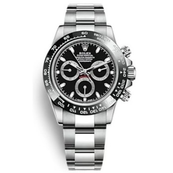 Cópia Rolex Cosmograph Daytona relógio masculino com mostrador preto em aço inoxidável M126500LN-0002