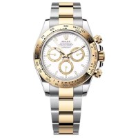 Réplica Rolex Cosmograph Daytona em aço inoxidável e ouro amarelo com mostrador branco relógio masculino M126503-0001