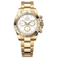 Cópia Rolex Cosmograph Daytona Relógio masculino com mostrador branco e ouro amarelo M126508-0001