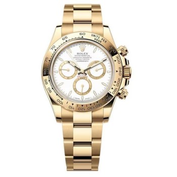 Cópia Rolex Cosmograph Daytona Relógio masculino com mostrador branco e ouro amarelo M126508-0001