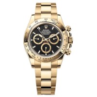 Relógio masculino Rolex Cosmograph Daytona falso em ouro amarelo com mostrador preto M126508-0004