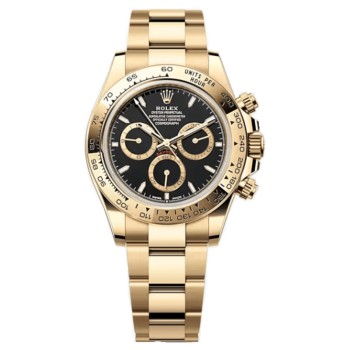 Relógio masculino Rolex Cosmograph Daytona falso em ouro amarelo com mostrador preto M126508-0004