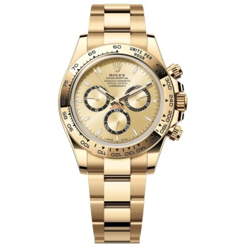 Relógio masculino Rolex Cosmograph Daytona falso em ouro amarelo com mostrador dourado M126508-0005