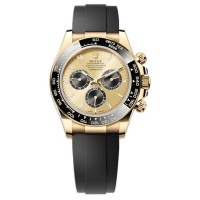 Cópia Rolex Cosmograph Daytona Relógio Masculino Ouro Amarelo Dourado e Preto Dial Oysterflex M126518LN-0012