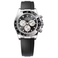 Cópia Rolex Cosmograph Daytona Ouro Branco Preto e Mostrador de Aço Relógio Masculino Oysterflex M126519LN-0002