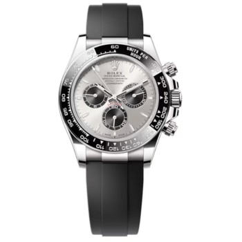 Réplica Rolex Cosmograph Daytona Relógio masculino em ouro branco e mostrador preto Oysterflex M126519LN-0006