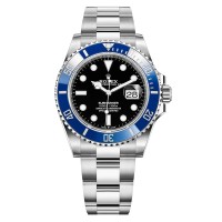 Cópia Rolex Submariner Data Mostrador Preto Relógio Masculino em Ouro Branco M126619LB-0003