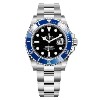 Cópia Rolex Submariner Data Mostrador Preto Relógio Masculino em Ouro Branco M126619LB-0003